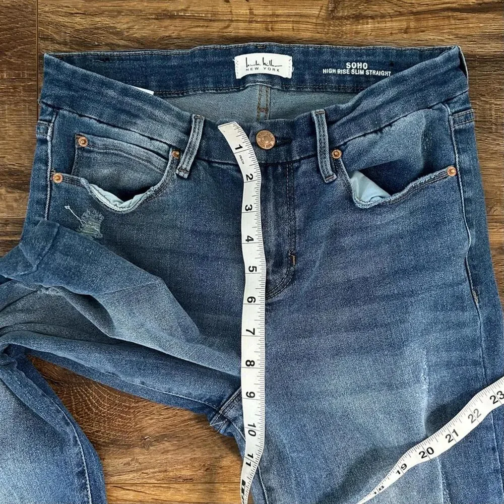 NICOLE MILLER High Rise Soho Slim Straight Cut off Jeans Washed Blue Sz 4 EUC - Picture 12 of 14